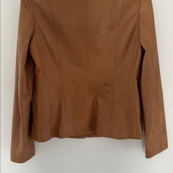 Cole Hann Lambskin Leather Jacket Womens Small Full Zip Tan - Picture 10 of 16
